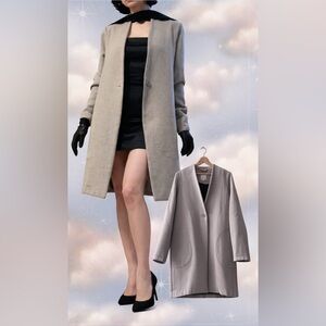 🧥 Gentle Fawn Light Grey Open-Front Coat (Size S)